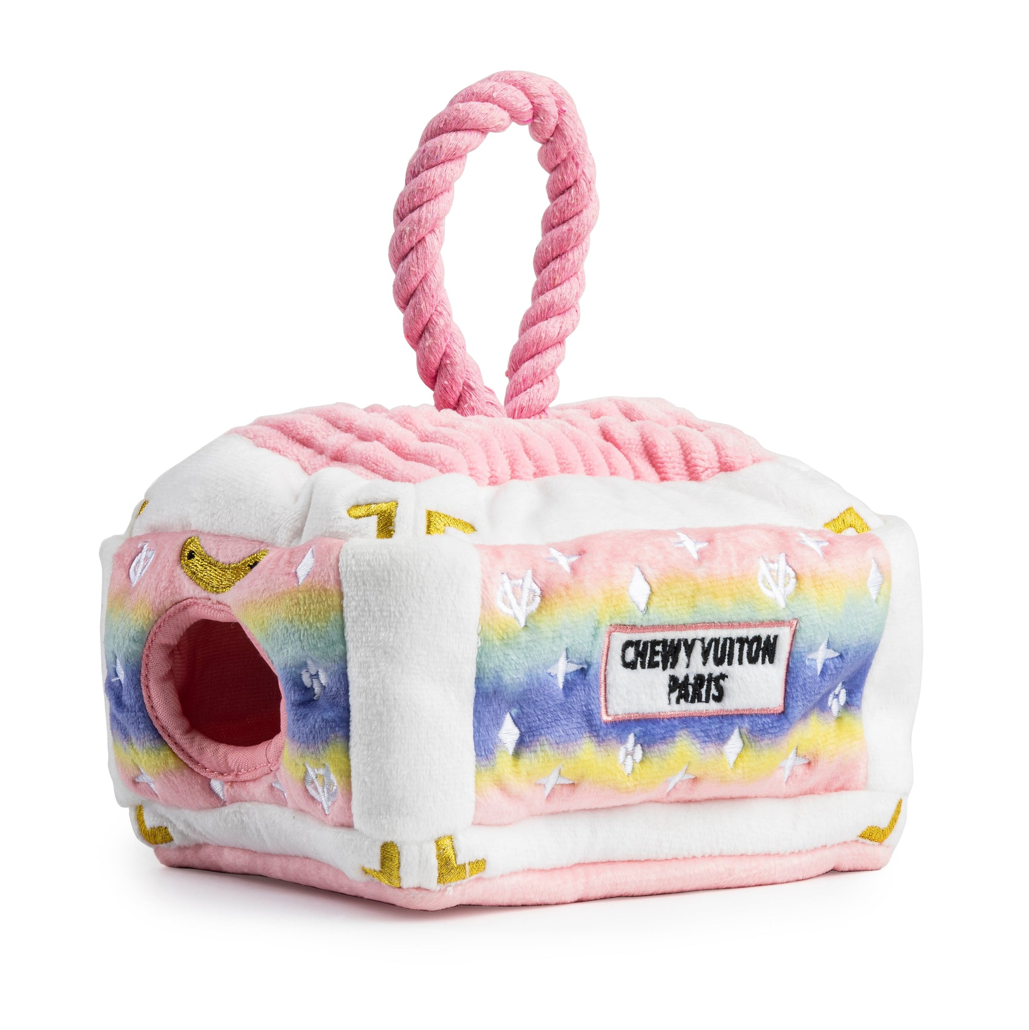 Haute Diggity Dog Pink Ombre Chewy Vuiton Trunk Plush Dog Toy