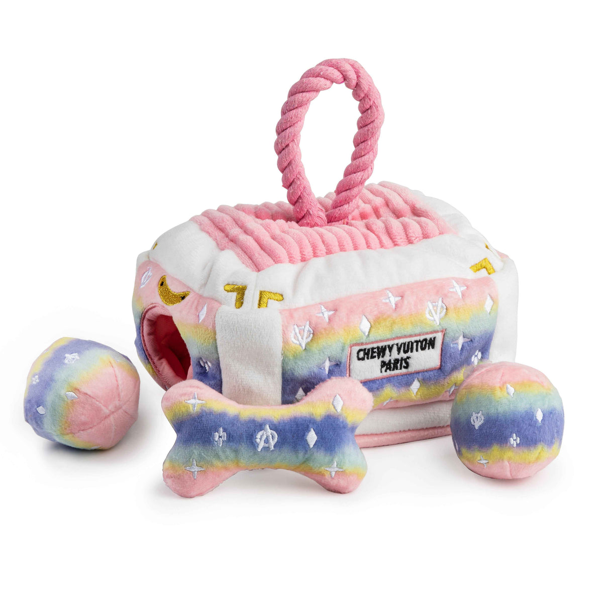Haute Diggity Dog Pink Ombre Chewy Vuiton Trunk Plush Dog Toy
