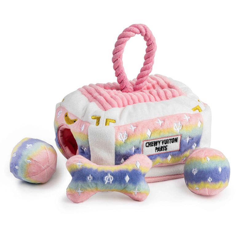 Haute Diggity Dog Pink Ombre Chewy Vuiton Trunk Plush Dog Toy