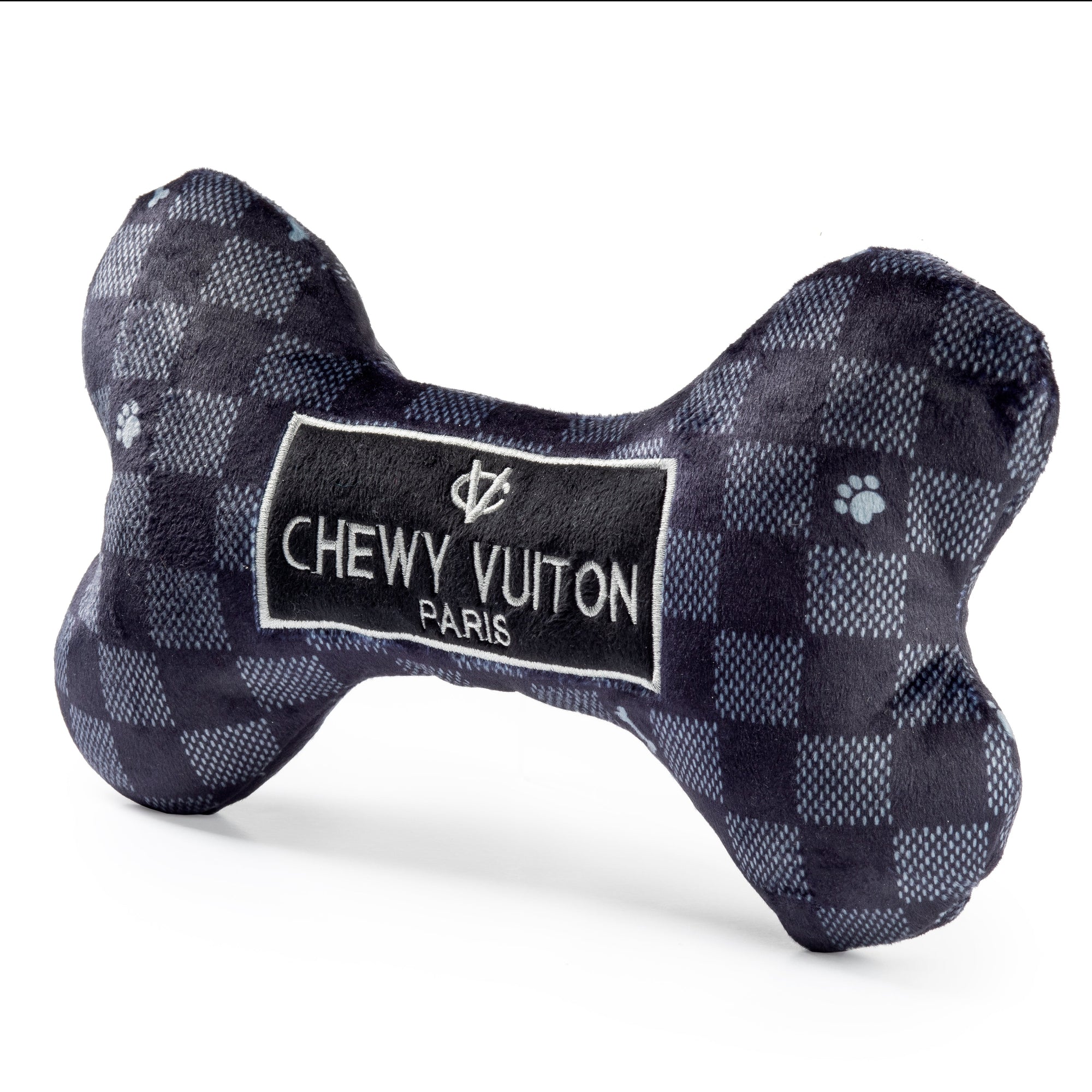 Haute Diggity Dog Black Checker Chewy Vuiton Bone Plush Dog Toy