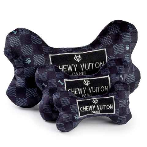 Haute Diggity Dog Black Checker Chewy Vuiton Bone Plush Dog Toy