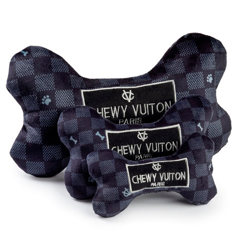 Haute Diggity Dog Black Checker Chewy Vuiton Bone Plush Dog Toy
