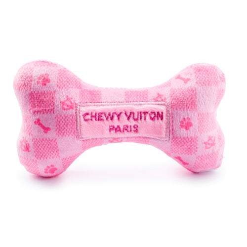 Haute Diggity Dog Pink Checker Chewy Vuiton Bone Plush Dog Toy
