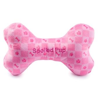 Haute Diggity Dog Pink Checker Chewy Vuiton Bone Plush Dog Toy