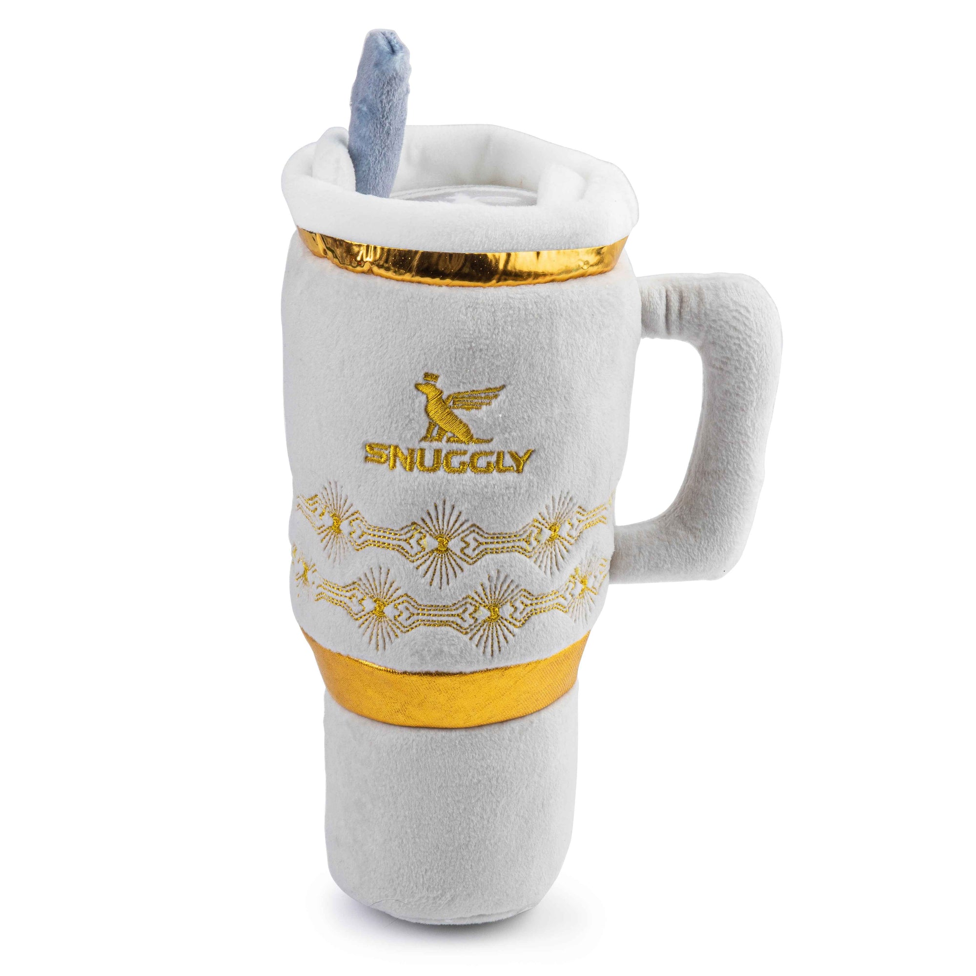 Haute Diggity Dog Holiday Snuggly Cup - Ivory Christmas Plush Dog Toy