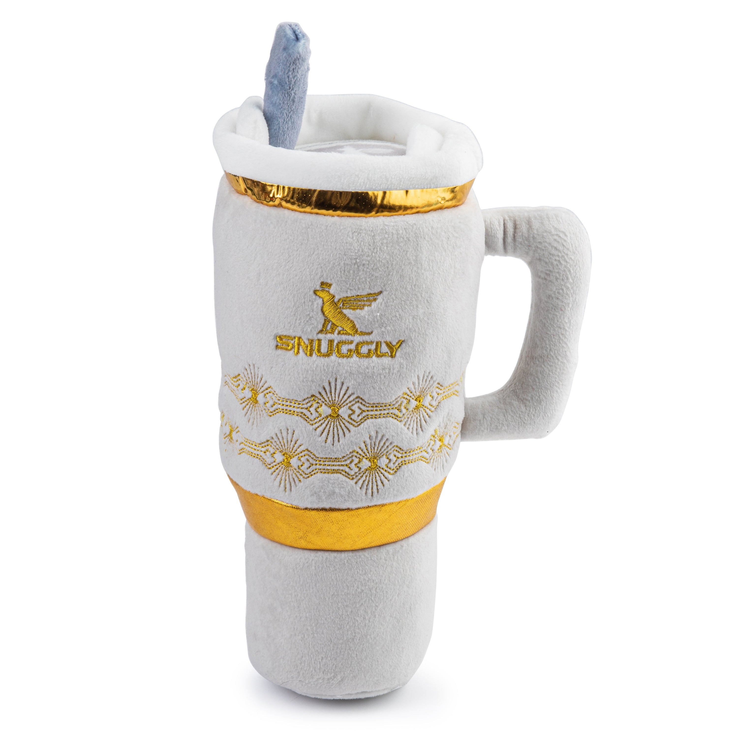 Haute Diggity Dog Holiday Snuggly Cup - Ivory Christmas Plush Dog Toy