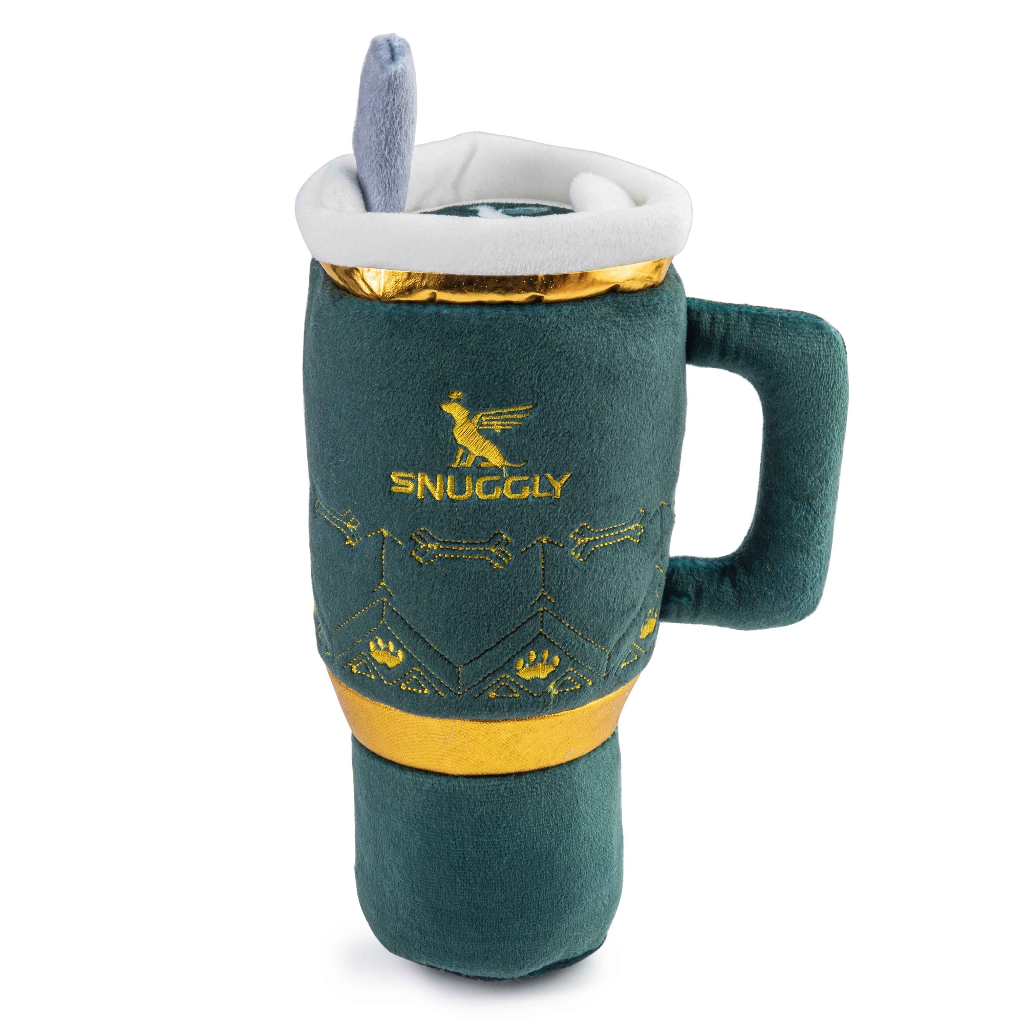 Haute Diggity Dog Holiday Snuggly Cup - Green Christmas Plush Dog Toy