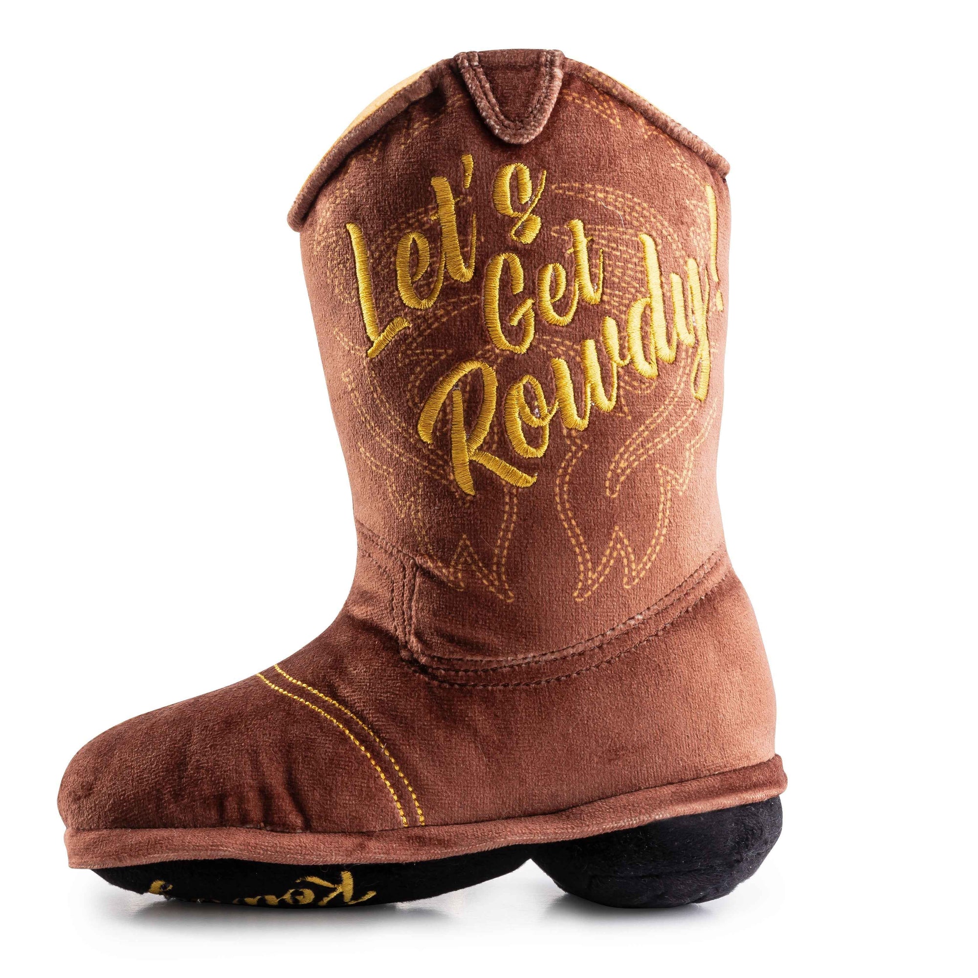 Haute Diggity Dog Brown Cowboy Boot Plush Dog Toy