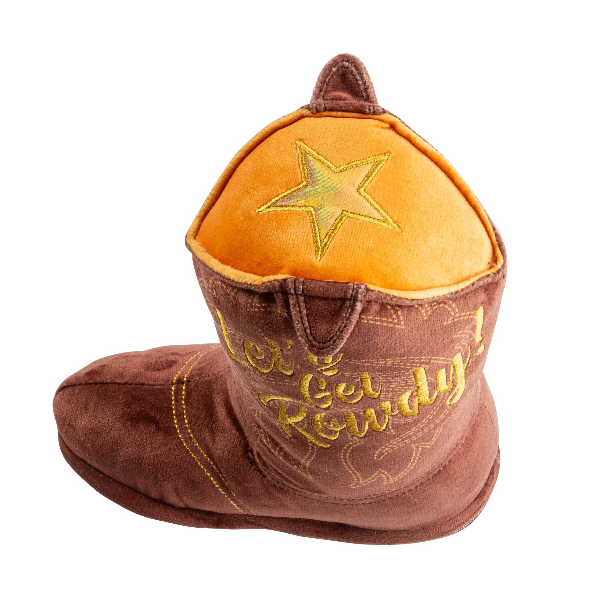 Haute Diggity Dog Brown Cowboy Boot Plush Dog Toy