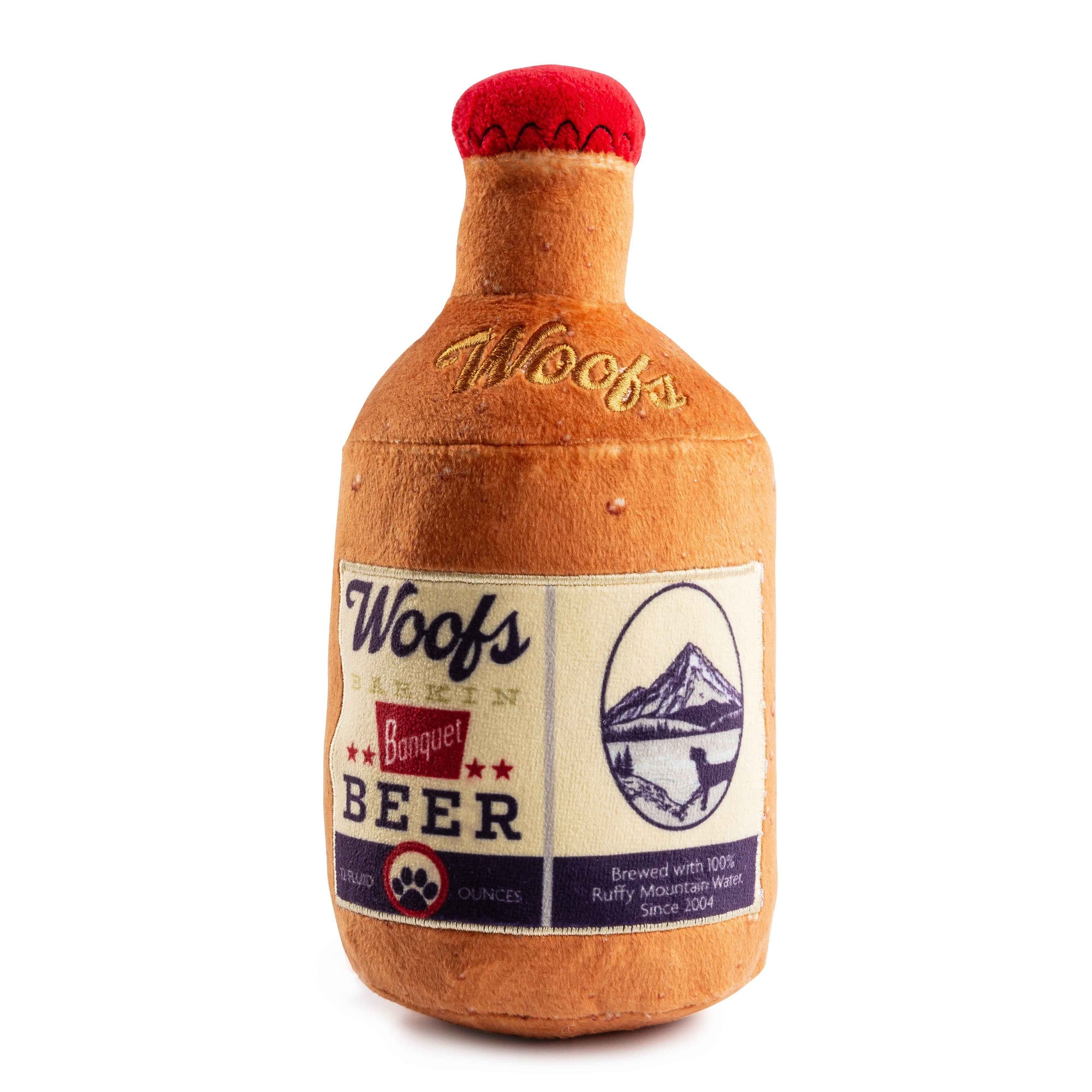 Haute Diggity Dog Woofs Beer Bottle Plush Dog Toy