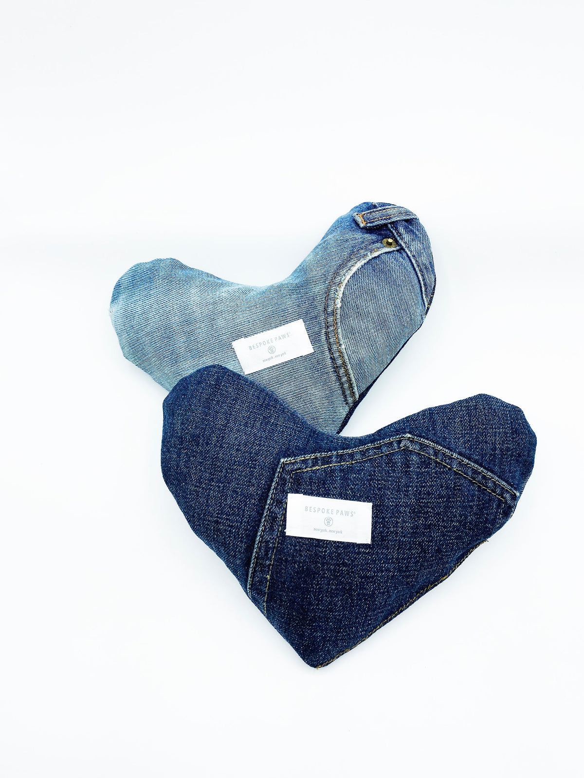 BESPOKE PAWS Heart Squeaker Toy - Denim Durable Cozy Comfort Accessories
