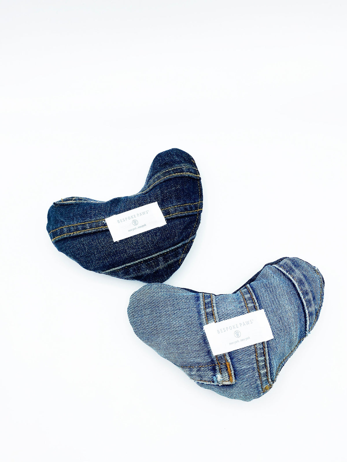 BESPOKE PAWS Heart Squeaker Toy - Denim Durable Cozy Comfort Accessories