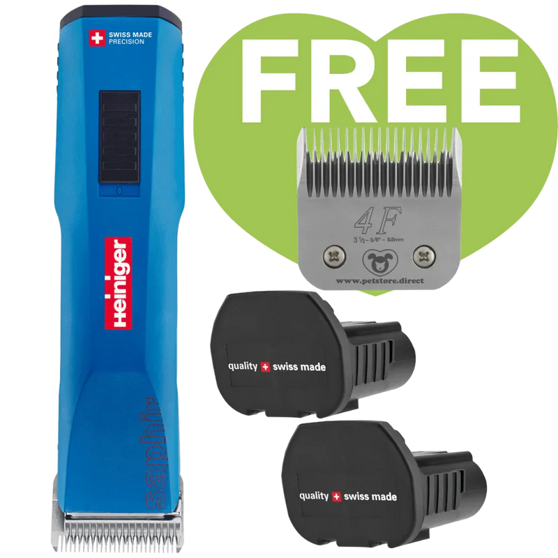 Blue Saphir Cordless Clipper Two Batteries with 4F Blade by Heiniger