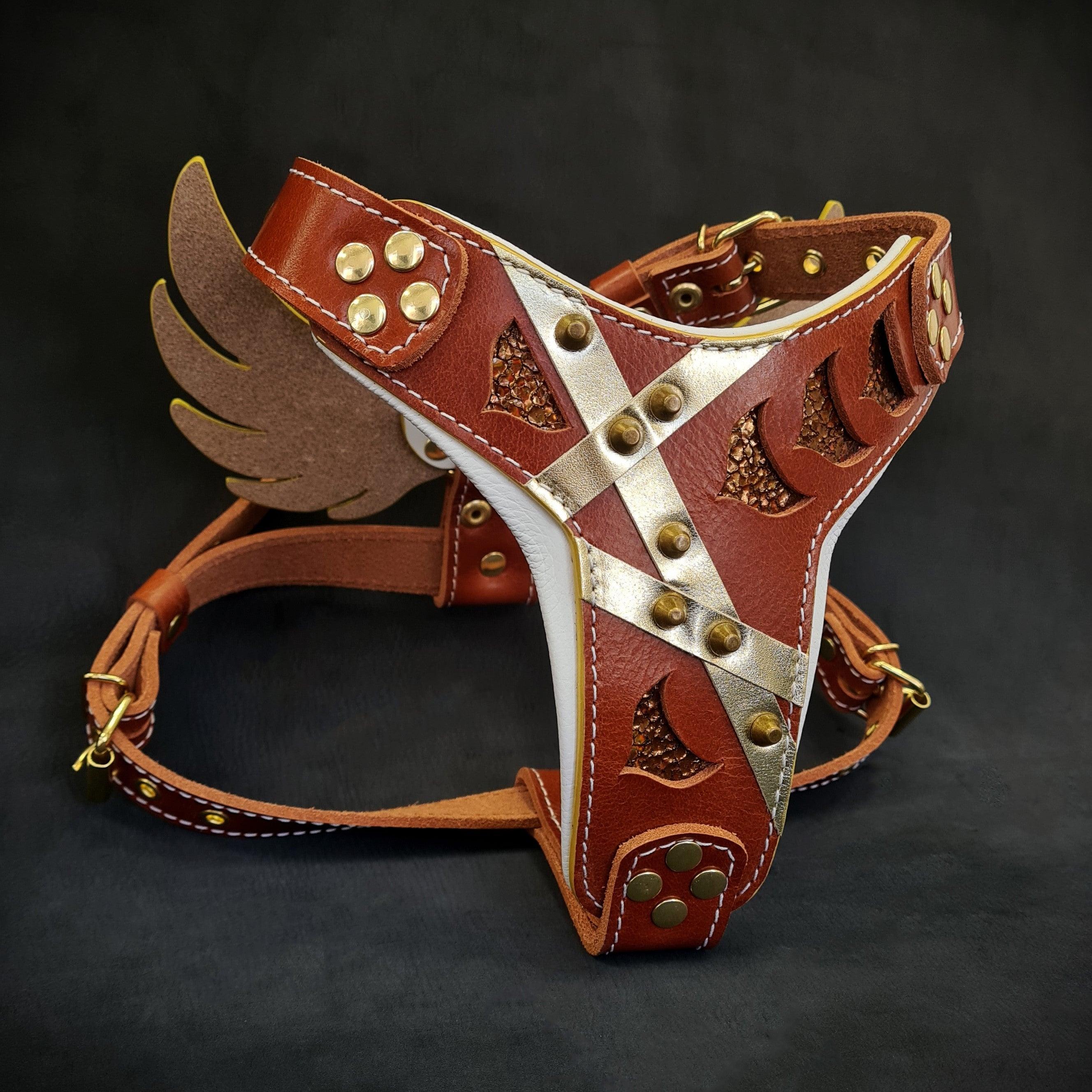 Bestia Dog Gear The "Hermes" leather harness - Small to Medium Size Genuine Leather pet supplies