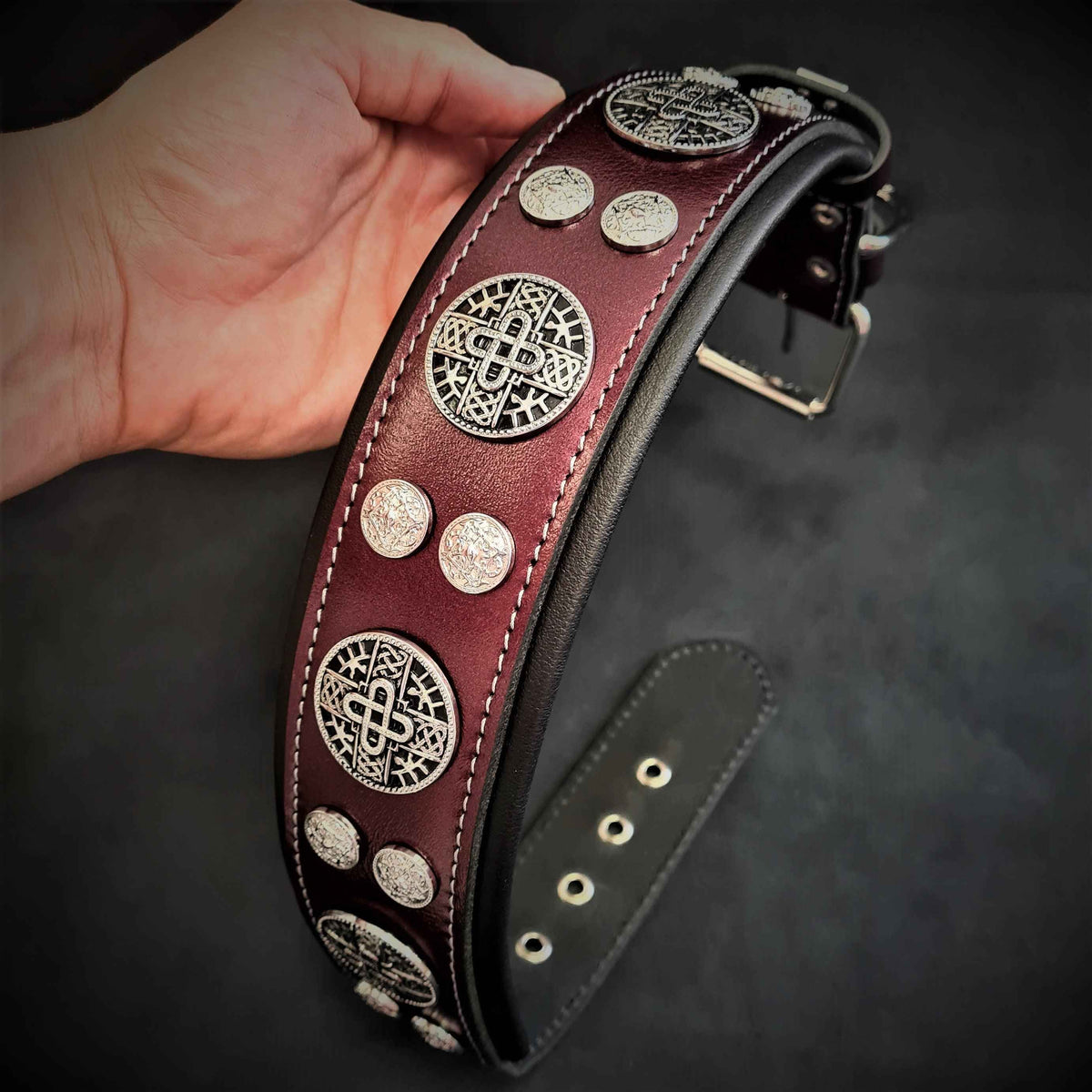 Bestia Hektor Burgundy Limited Edition Leather Dog Collar