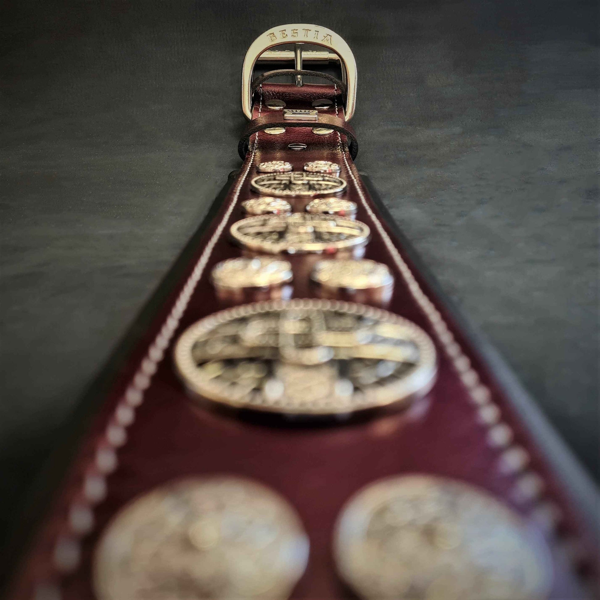 Bestia Hektor Burgundy Limited Edition Leather Dog Collar