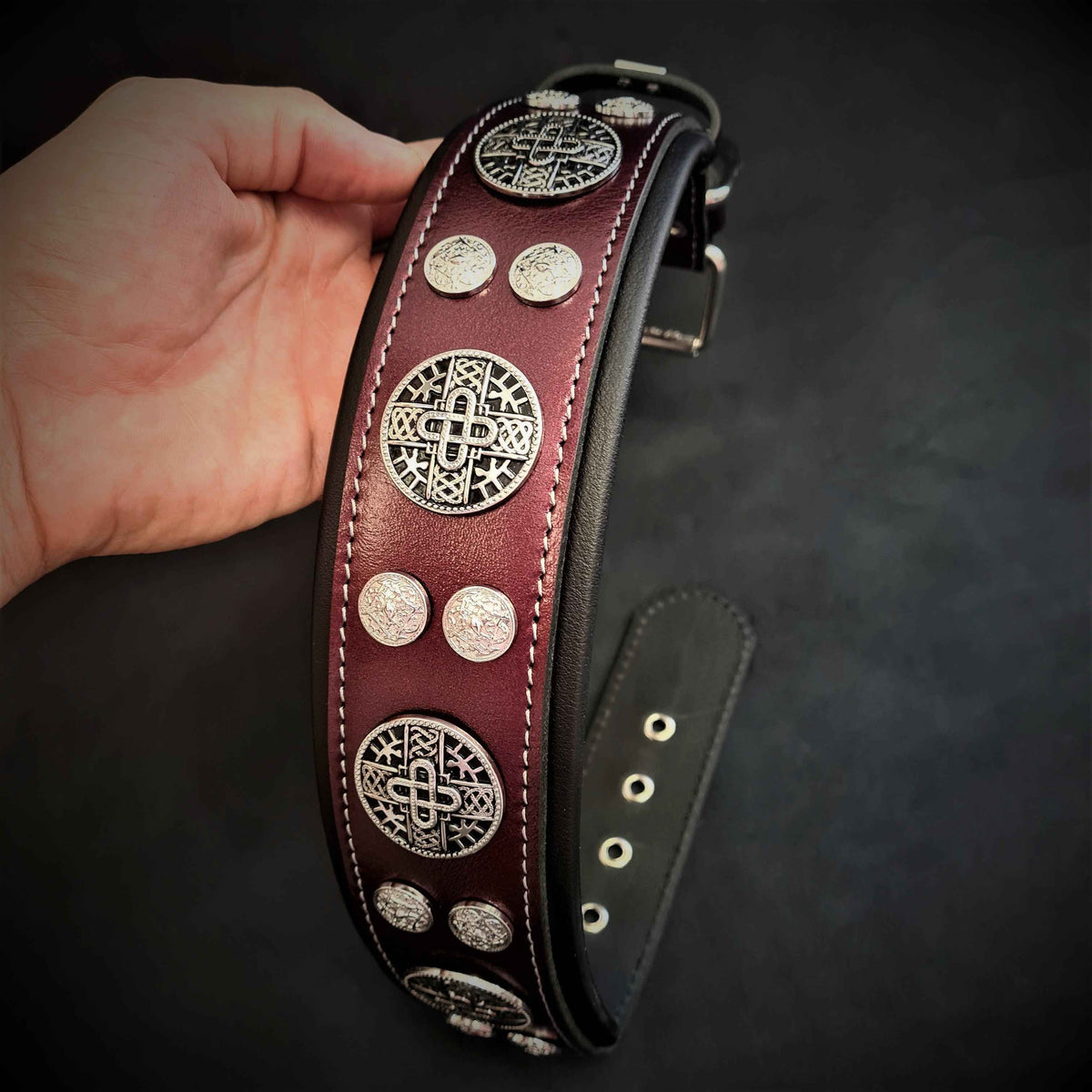 Bestia Hektor Burgundy Limited Edition Leather Dog Collar