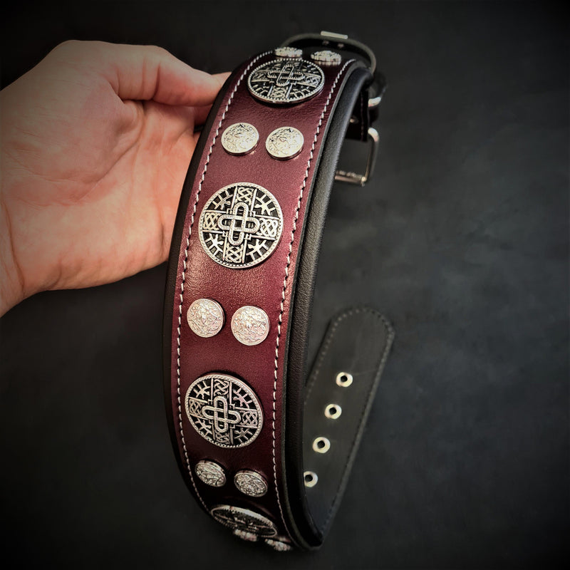 Bestia Dog Gear The "Hektor" Burgundy Collar LIMITED Genuine Leather Burgundy pet supplies