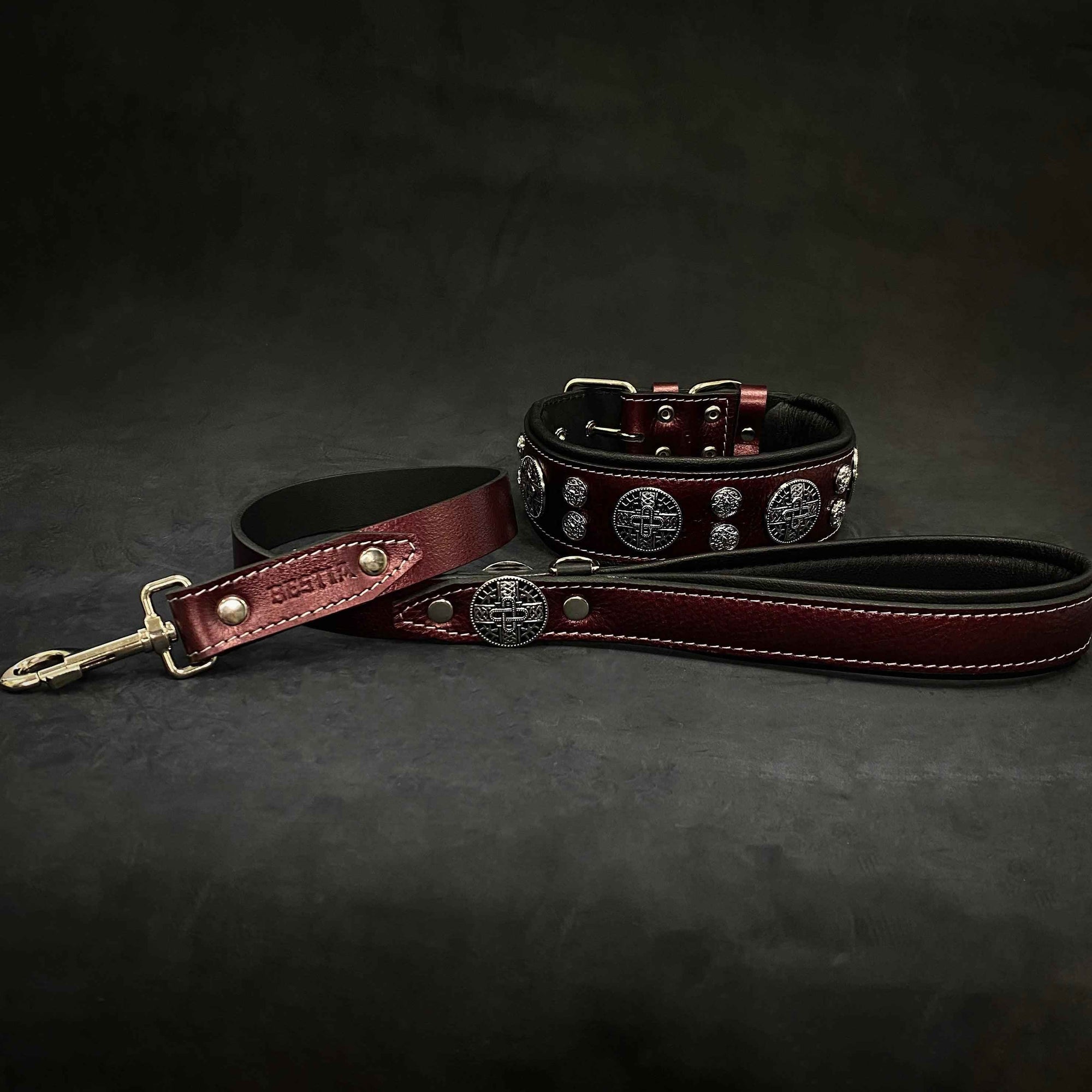 Bestia Hektor Burgundy Limited Edition Leather Dog Collar