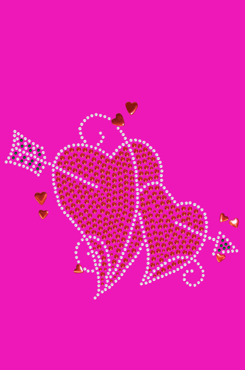 Red Rhinestone Hearts with Arrow - Womens T-shirt