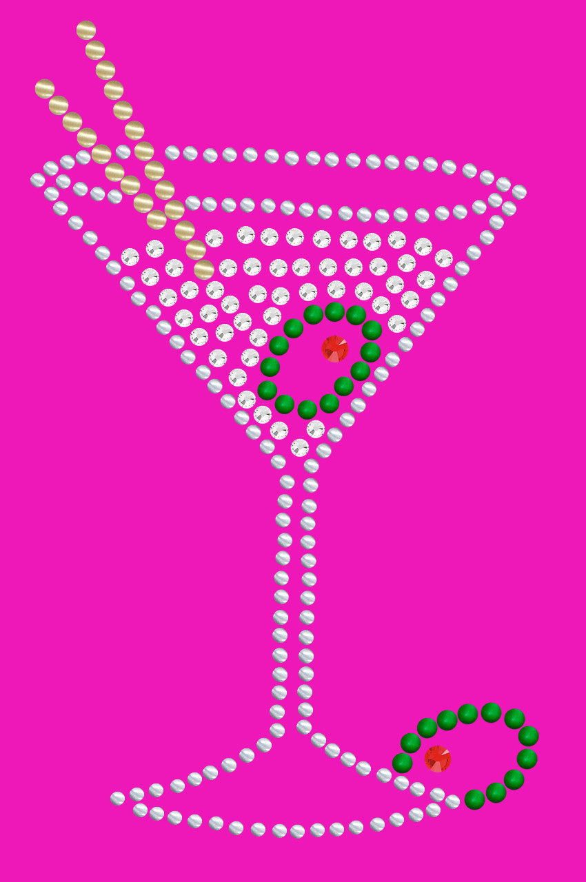 Martini (Silver Rhinestone)- Womens T-shirt