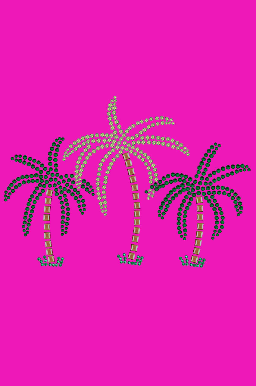 Palm Trees (Green Rhinestones) - Womens T-shirt