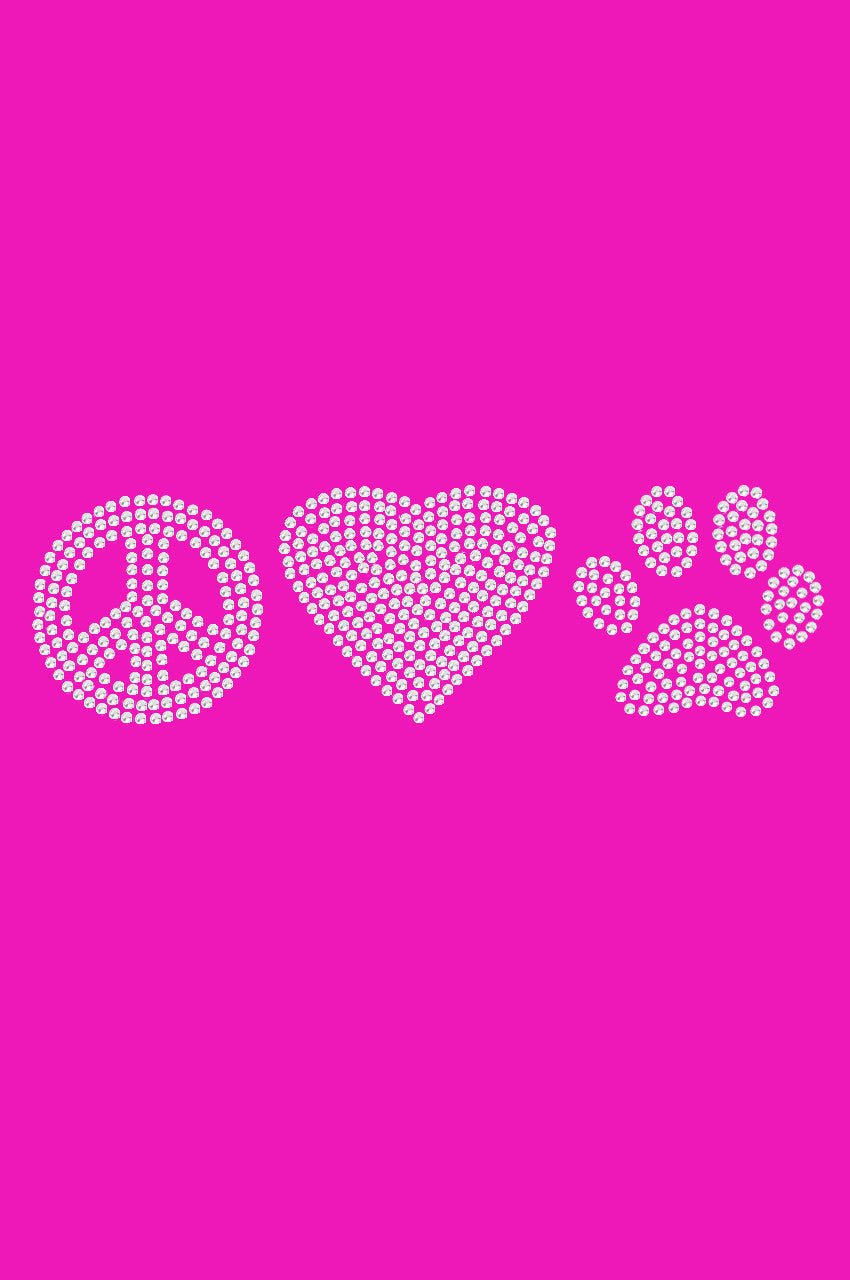 Peace, Love Paw (Rhinestone) - Womens T-shirt