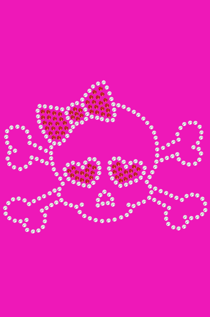Skull with Red Bow - Womens T-shirt