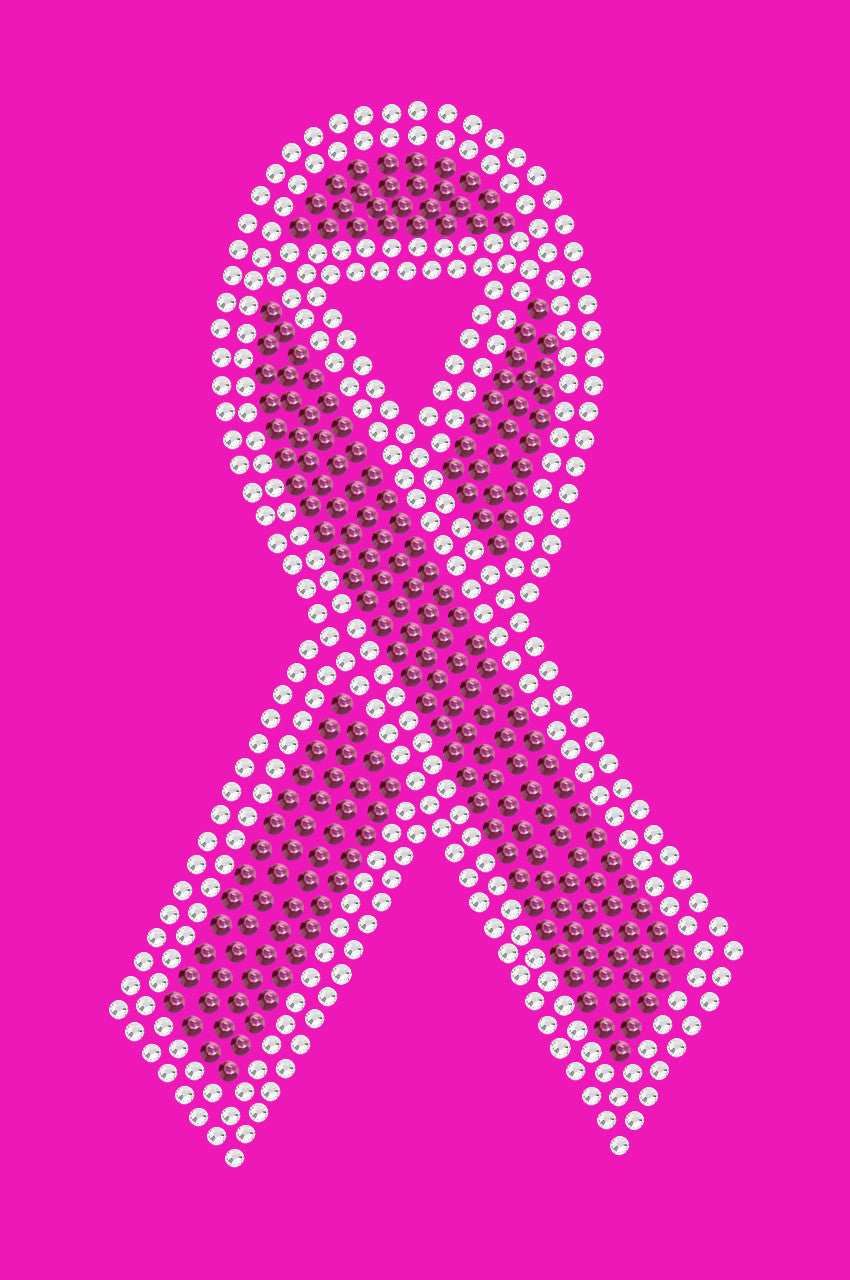 Ribbon (Pink with Clear Rhinestones) - Womens T-shirt