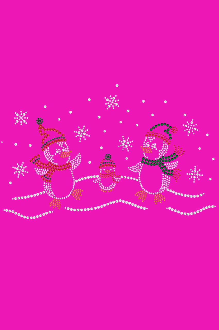 Penguin Family with Snowflakes - Womens T-shirt