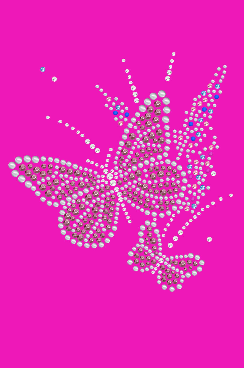 Pink Butterfly with Flowers - Bandannas