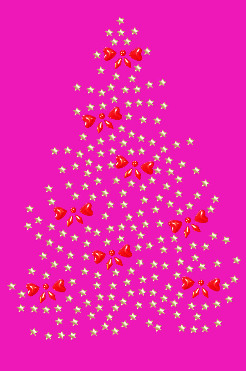 Gold Christmas Tree with Red Bows - Womens T-shirt