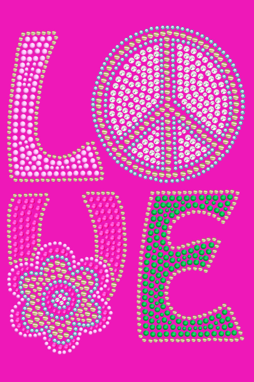 Love with Peace Sign & Flower - Womens T-shirt