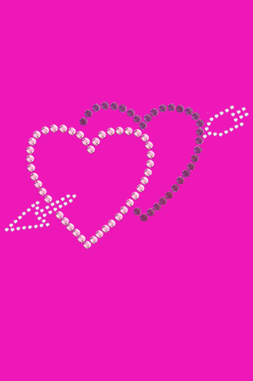 Pink & Purple Hearts with Arrow - Womens T-shirt
