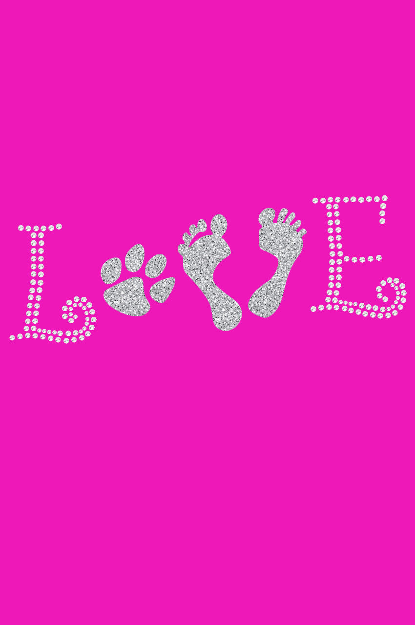 Love with Paw & Feet - Womens Tee