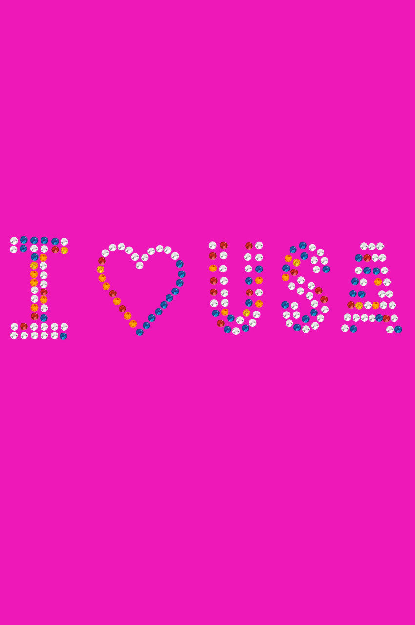 I Love USA (Multicolor Rhinestones) - Women's T-shirt