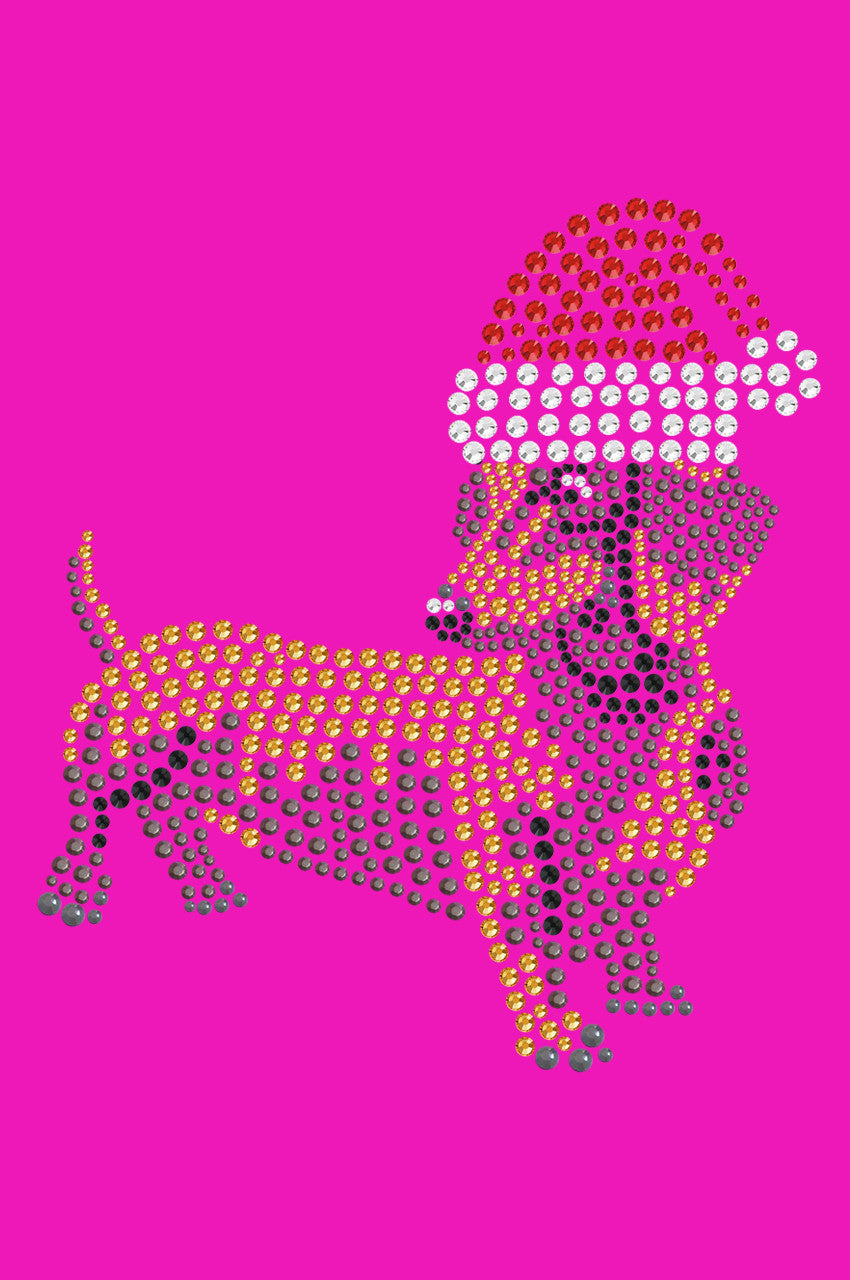 Dachshund 2 with Santa Hat - Womens T-shirt