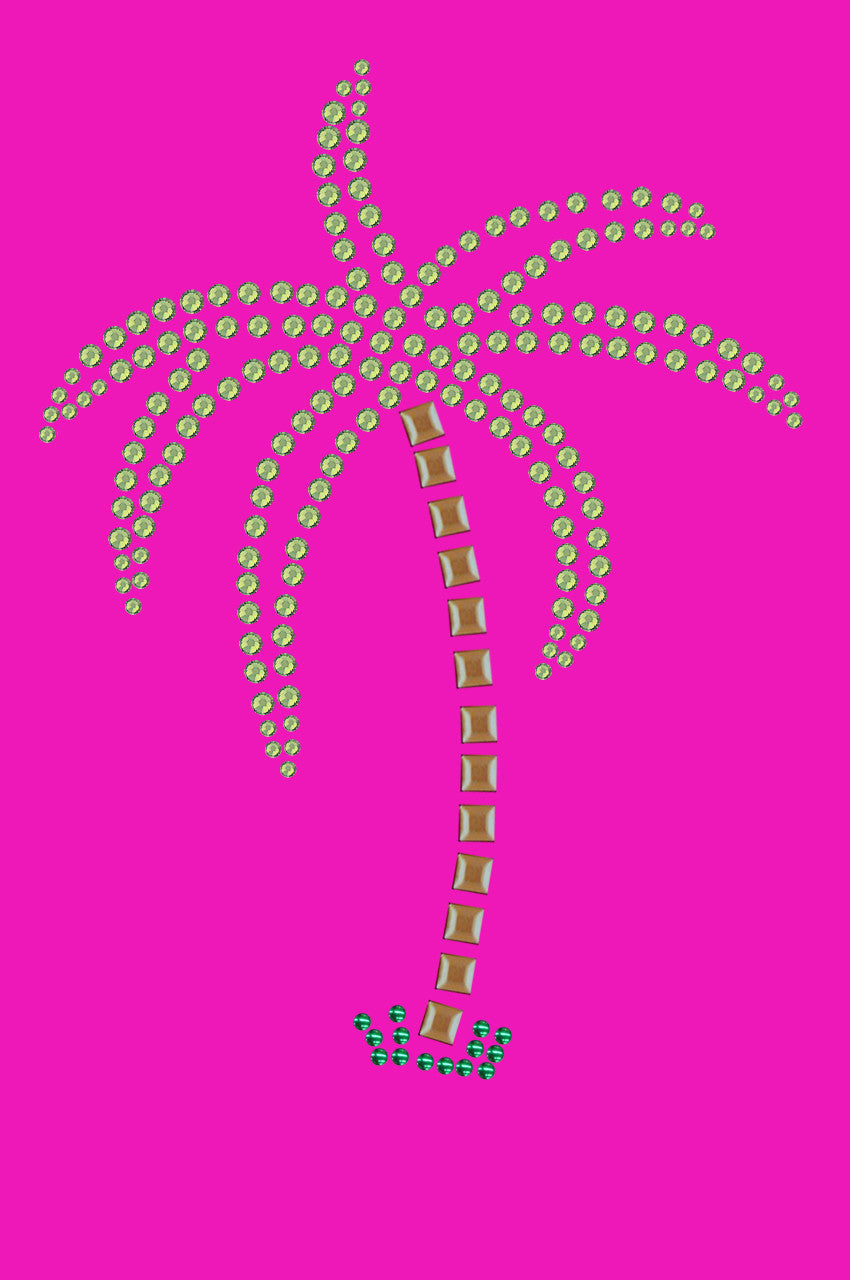 Palm Tree (Green Rhinestones) - Womens T-shirt