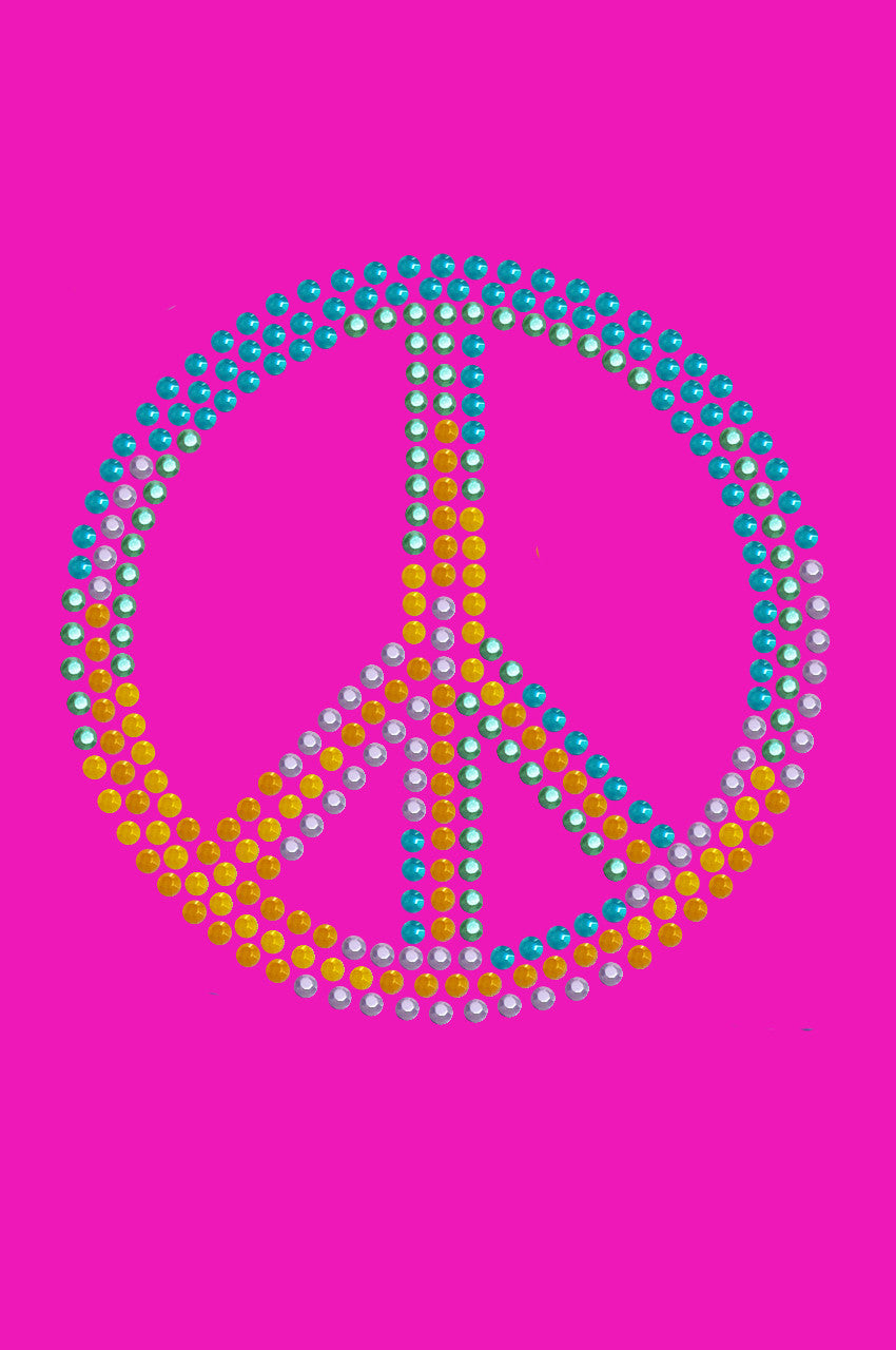 Peace Sign (Blue, Orange, Yellow, & Green) - Womens T-shirt