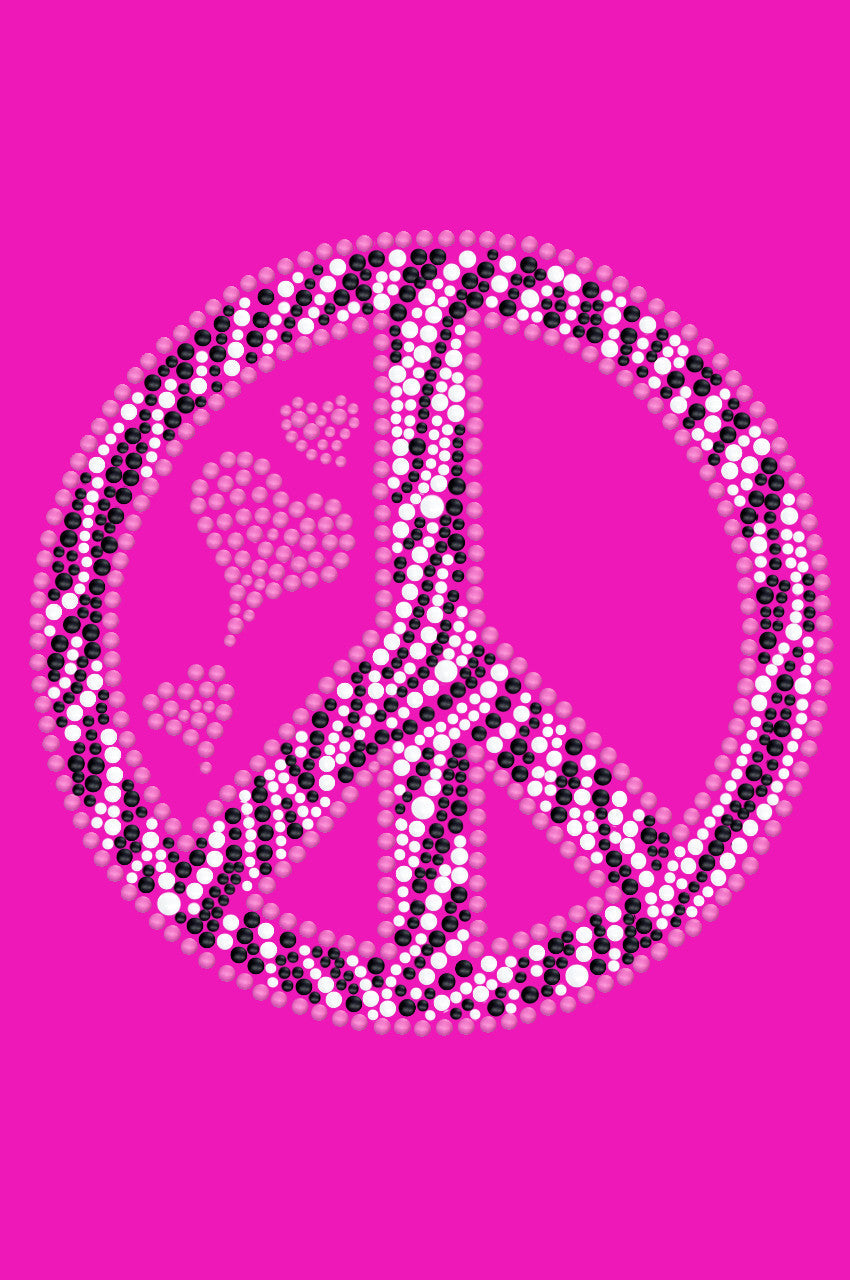 Peace Sign (Pink & Zebra Print) - Womens T-shirt
