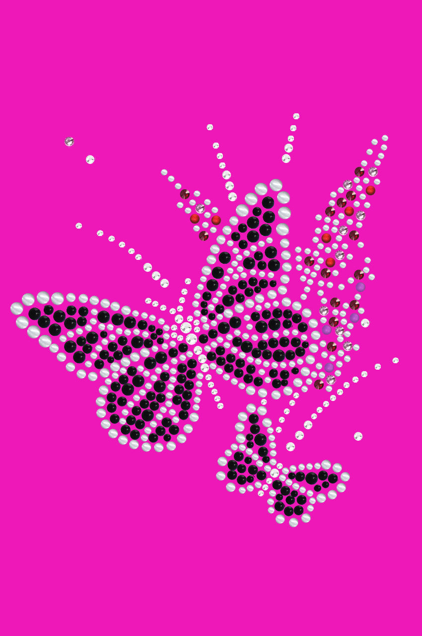 Black Butterfly with Flowers - Women's T-shirt