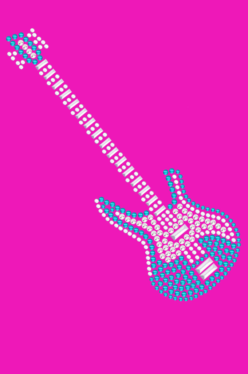 Guitar (Blue Austrian crystal) - Womens T-shirt
