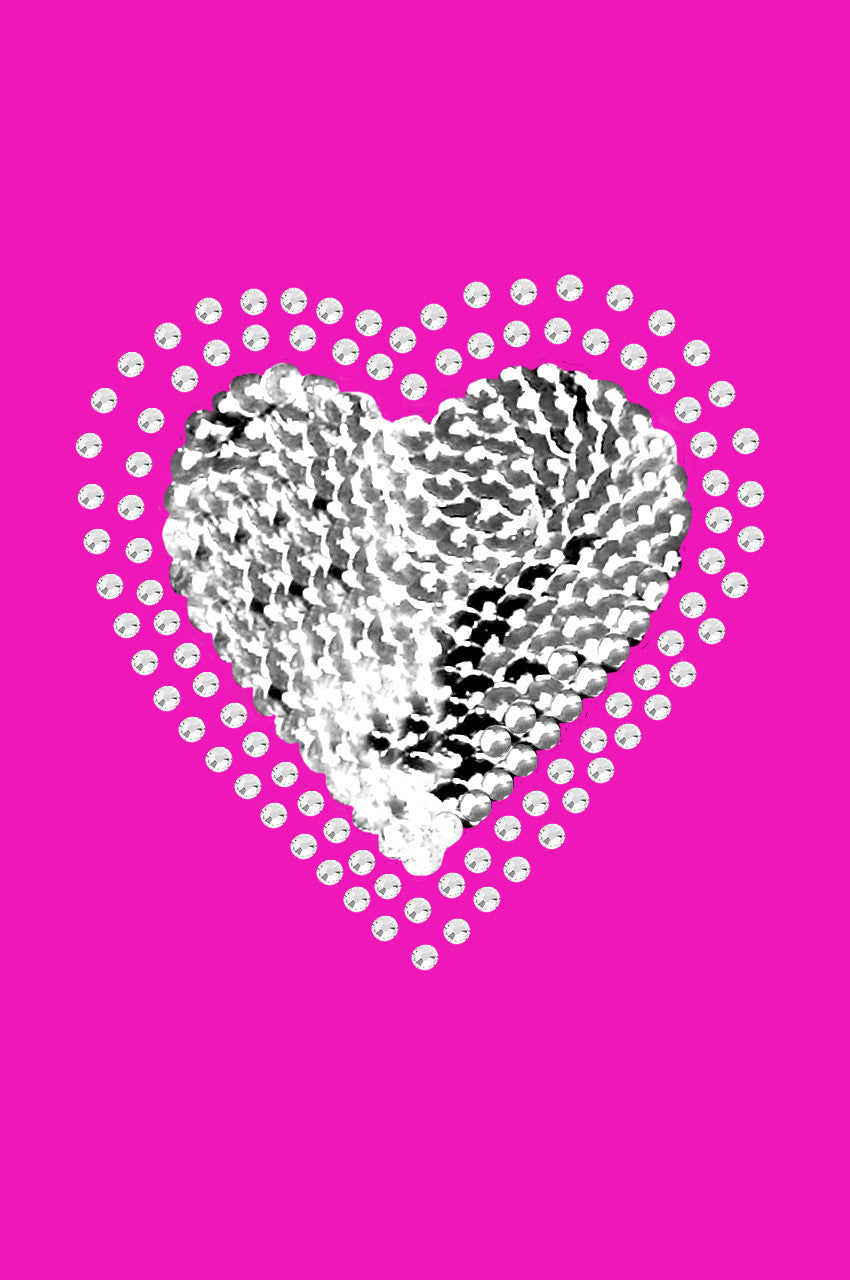 Sequin Silver Heart - Womens T-shirt