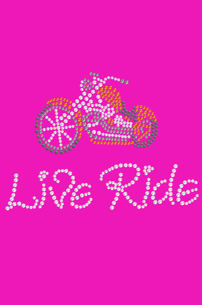 Live - Ride - Orange Motorcycle - Womens T-shirt