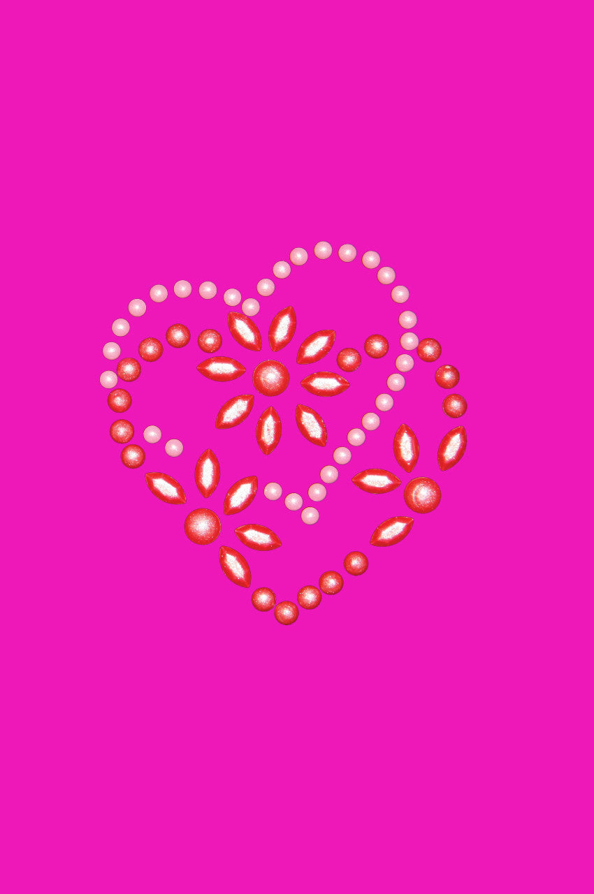 Pink & Red Flower Heart - Womens T-shirt