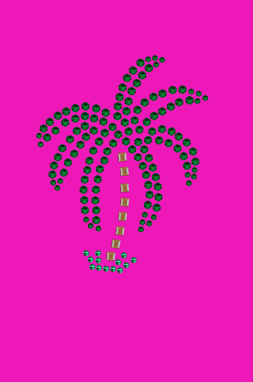 Palm Tree (Green Rhinestones - Small) - Bandanna