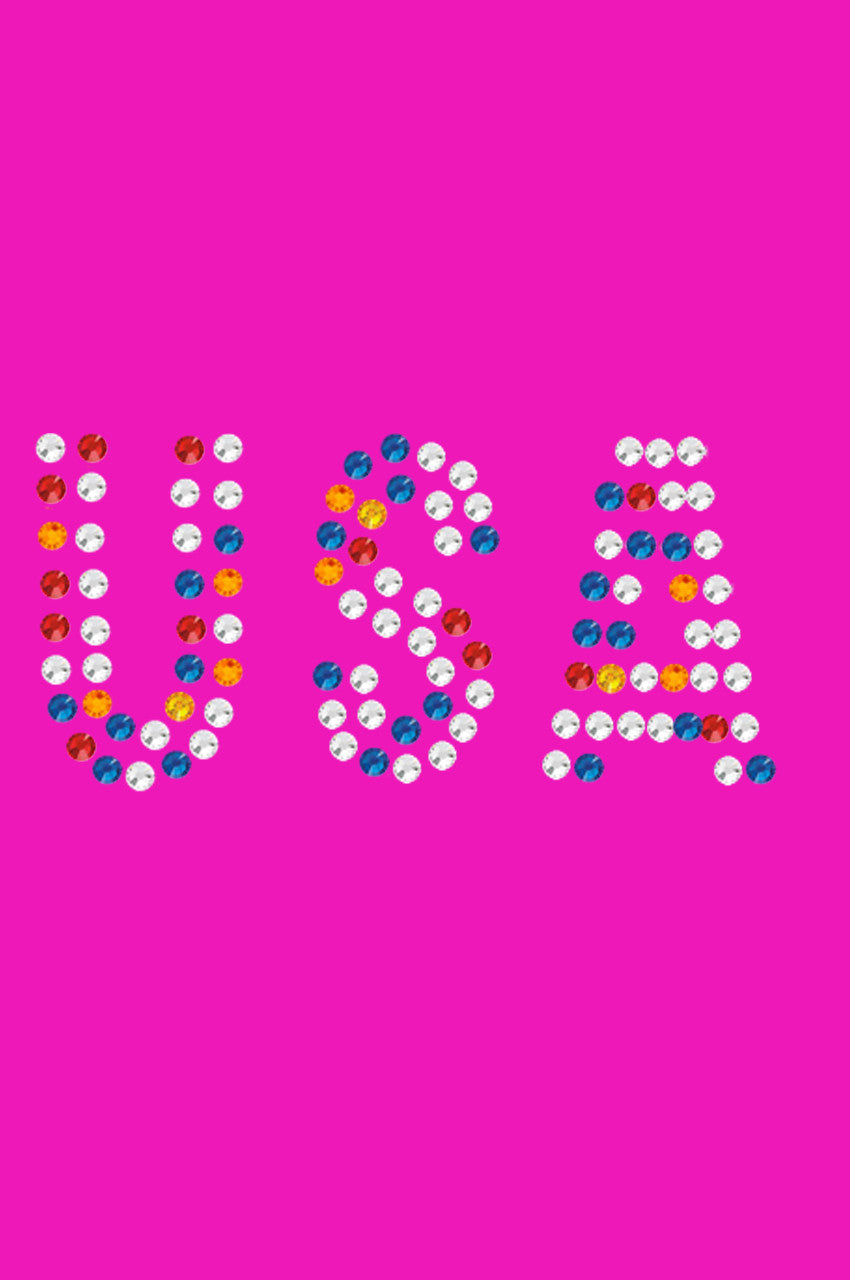 USA (Multicolor Rhinestones) - Womens T-shirt