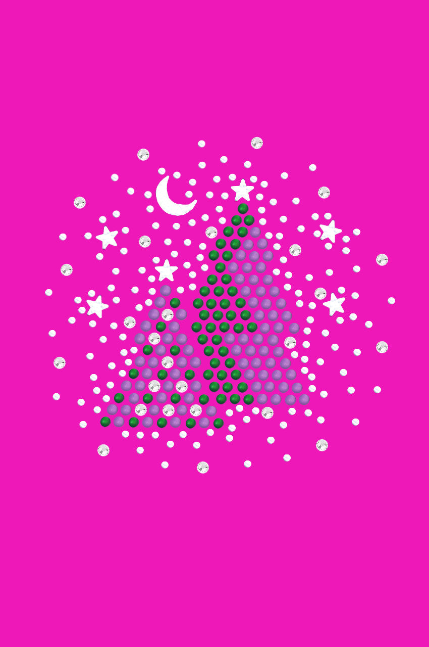 Purple & Green Christmas Trees with Austrian crystal Snowflakes - Womens T-shirt