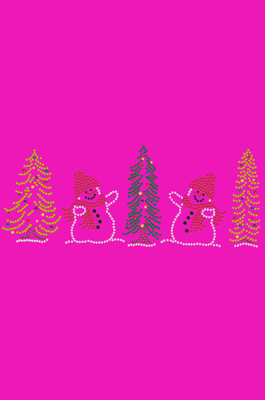 Two Snowmen in Trees - Womens T-shirt