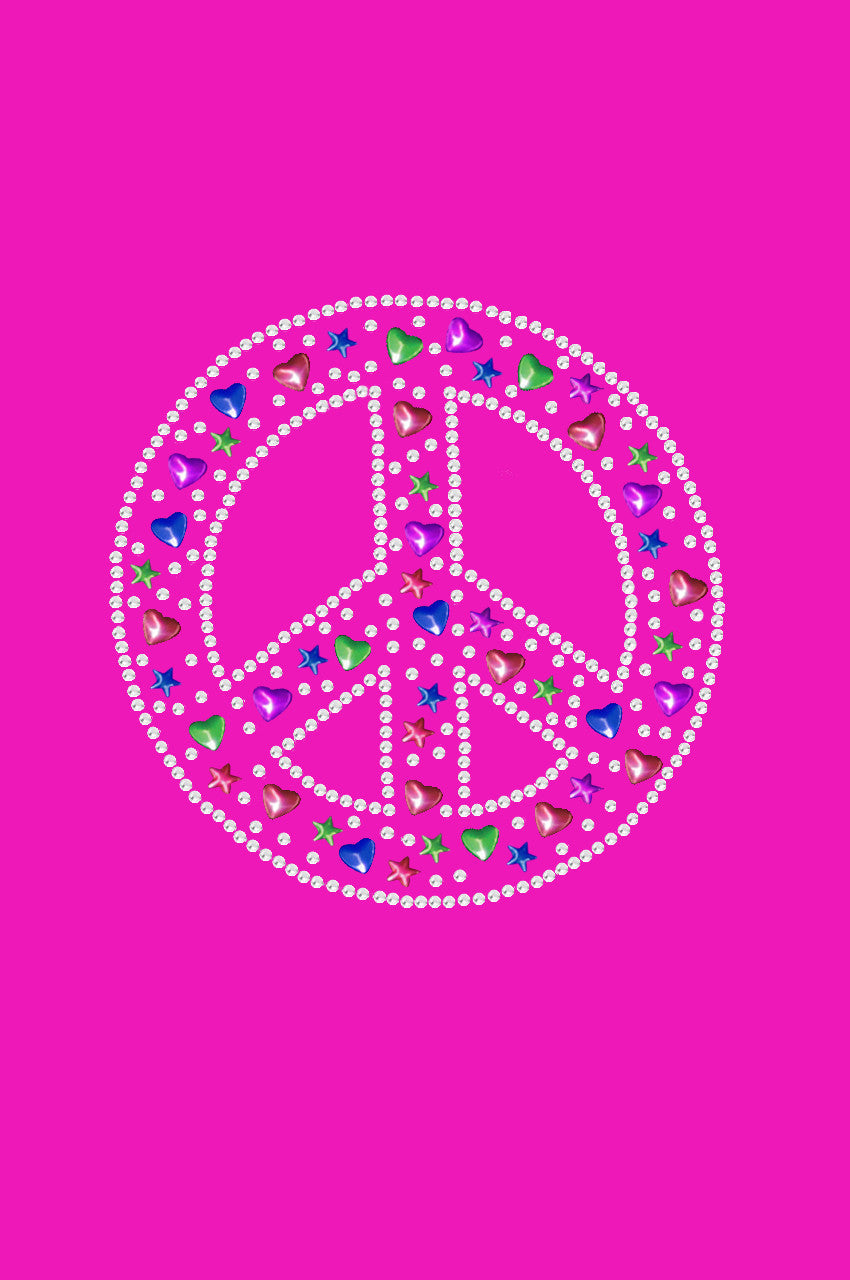 Peace Sign with Stars & Hearts - Womens T-shirt